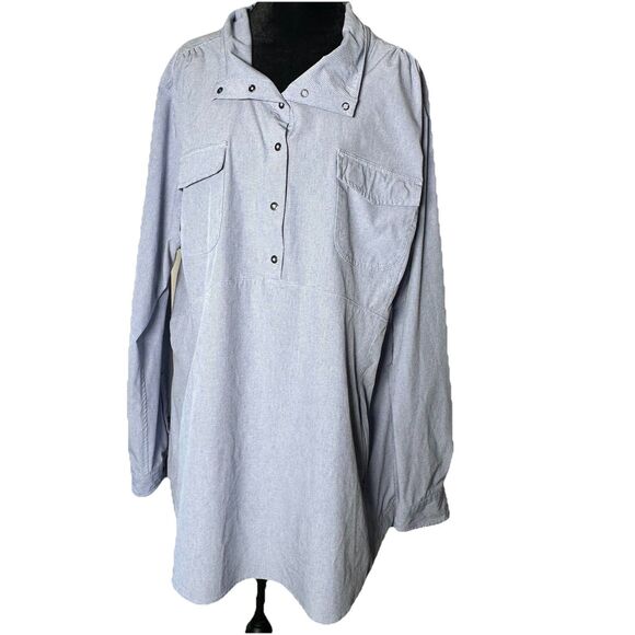 Duluth Trading Co Women Plus 2XLBlue Sol Survivor Sun Protection 1/4 Snap Tunic - Picture 1 of 8